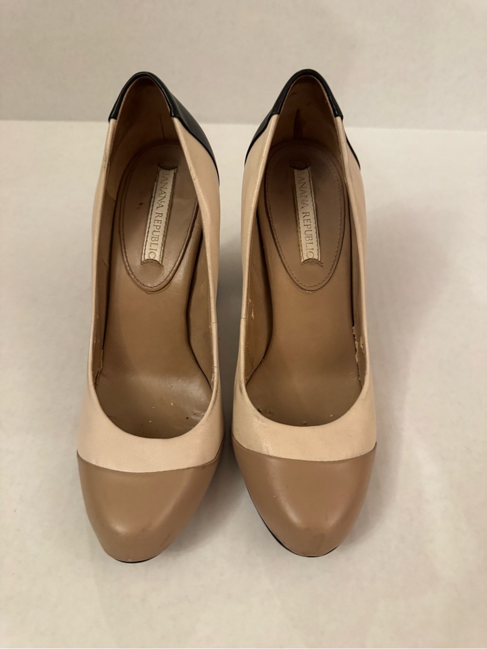 Banana Republic Beige, Taupe & Black Colorblock Block Heel Pumps - Picture 2 of 13